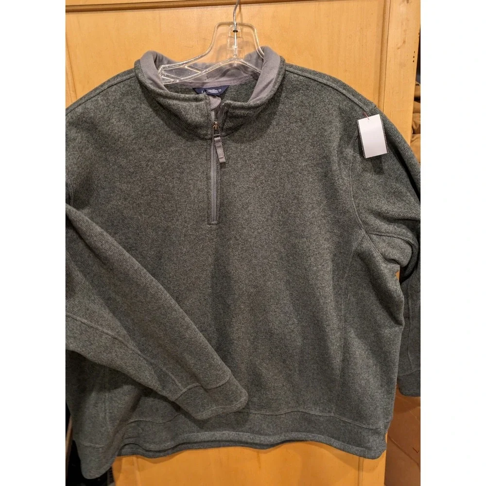 Lands'‎ End Men's Fleece  Pullover Grey  Long Sleeve XXL